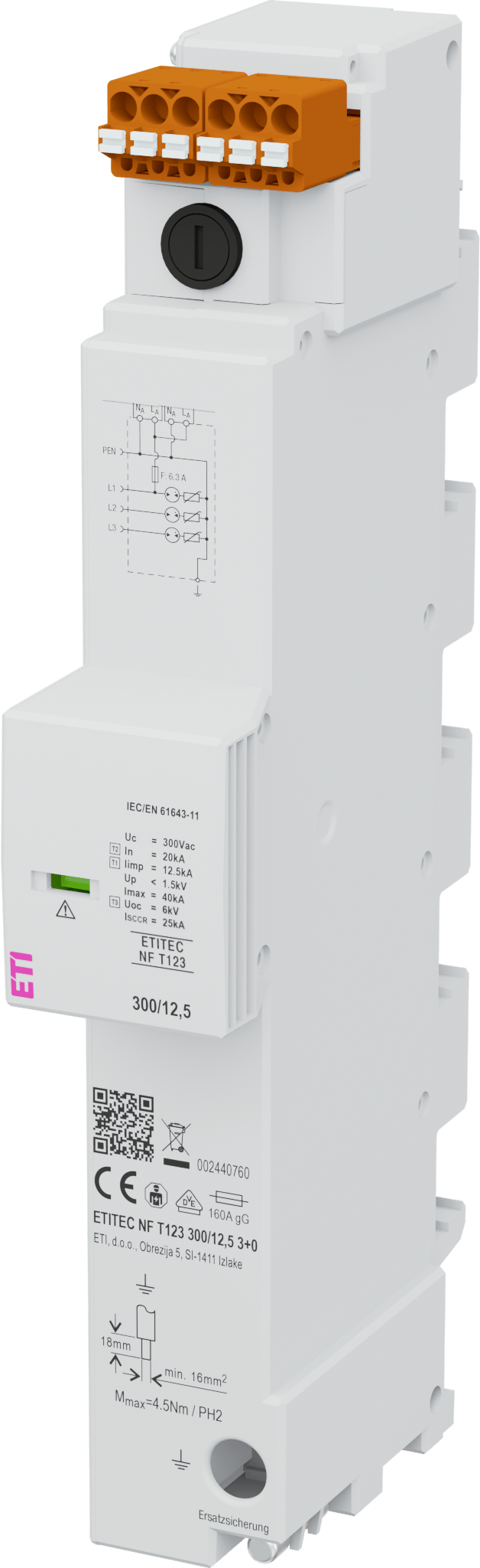 Surge arrester ETITEC NF T123 300/12,5 3+0 002440760