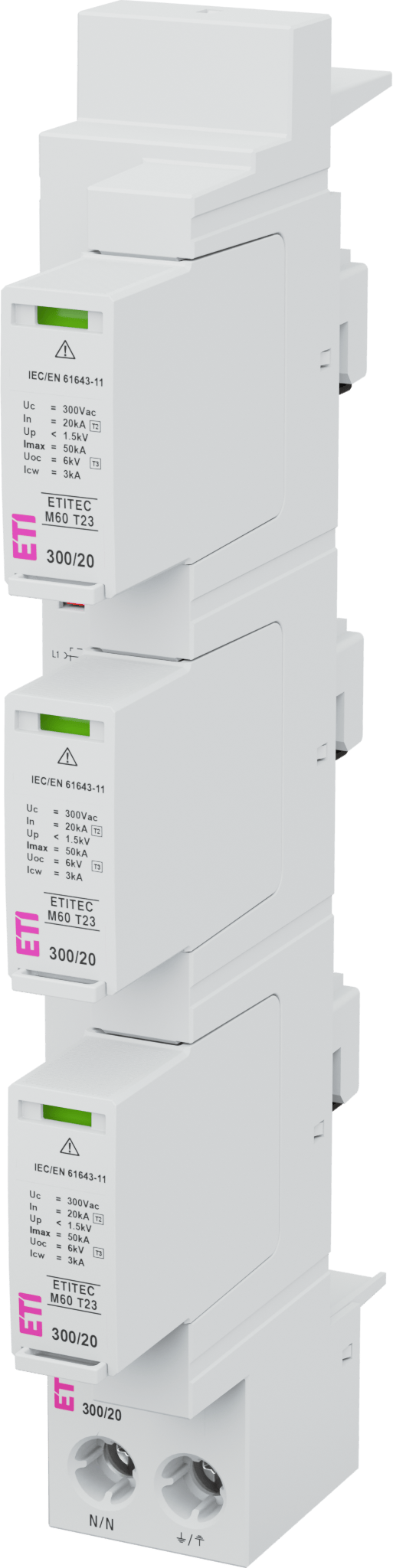 Surge arrester ETITEC M60 T23 300/20 3+1 002440856