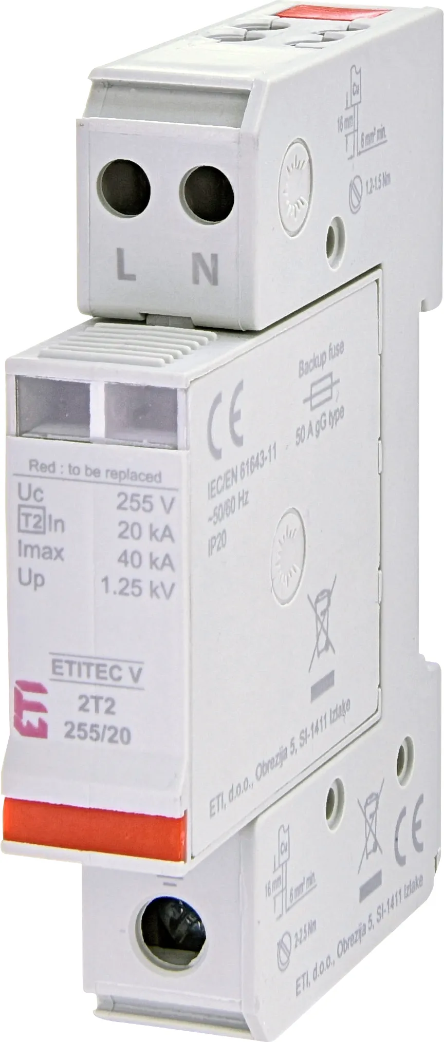 Surge arrester ETITEC V 2T2 440/20 2+0 RC 002442947