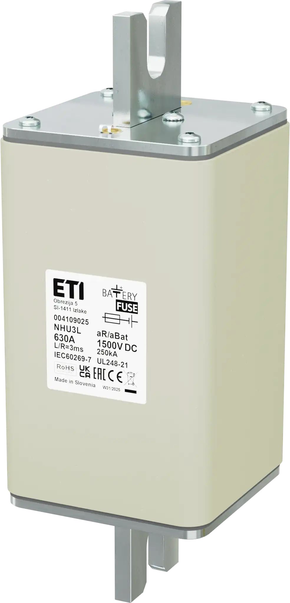 Fuse link NHU3L aR/aBat 630A/1500V DC AL 004109025