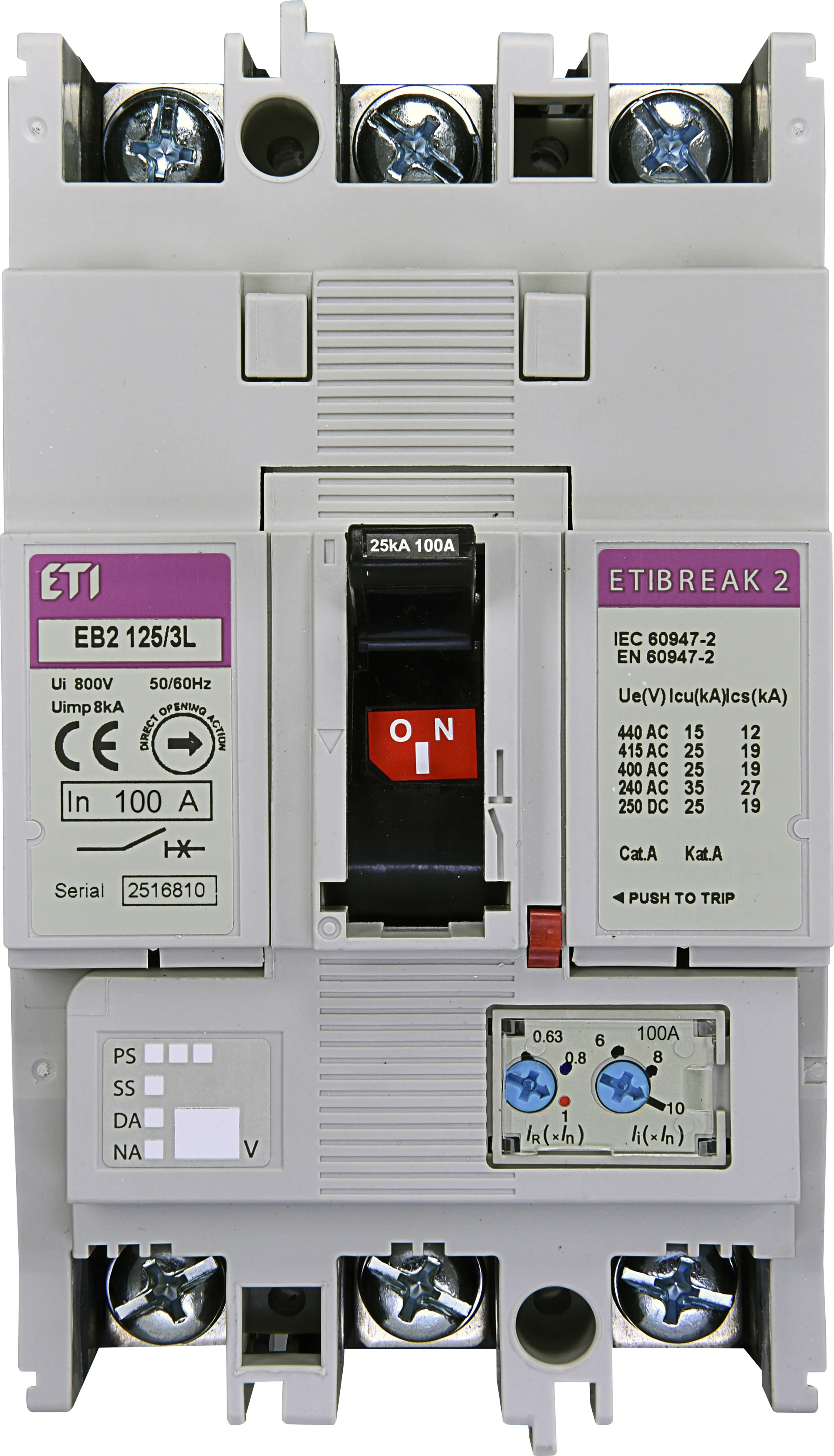 Molded Case Circuit Breaker EB2 125/3L 125A 3p 004671026