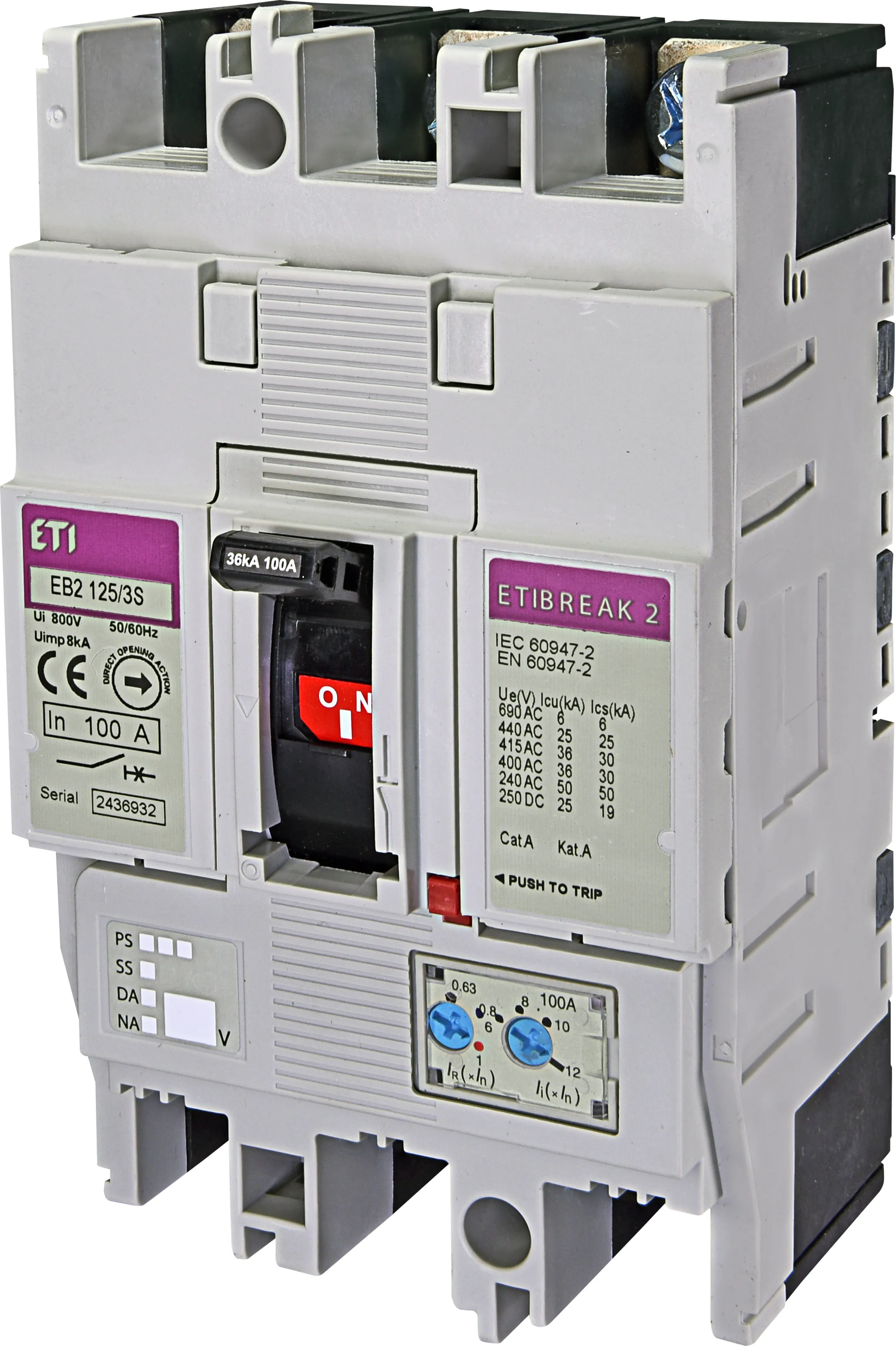Molded Case Circuit Breaker EB2 125/3S 100A 3p 004671045