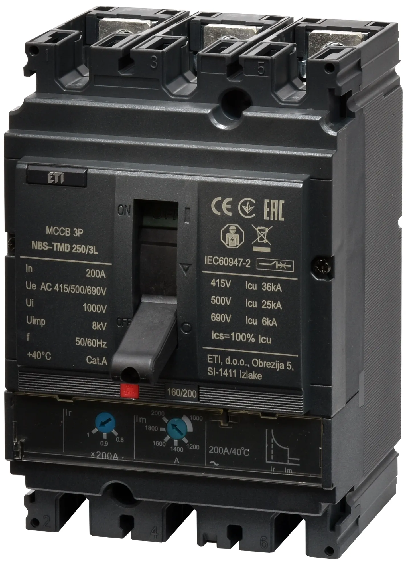 Molded Case Circuit Breaker NBS-TMD 250/3L 200A 3P 004673071